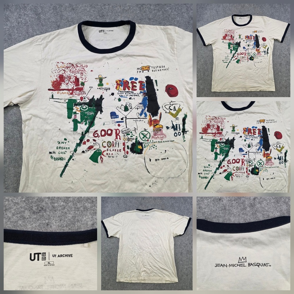 Uniqlo Jean-Michel Basquiat Shirt Mens XL White UT Archive Ringer Graphic Tee